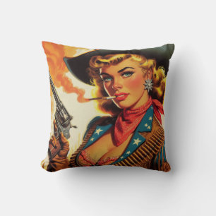 Vintage Western Cowgirl Pin-up Kissen