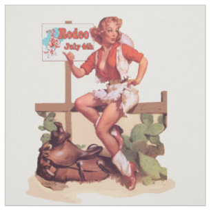 Vintage Western Cowgirl Sattel Rodeo Schild Stoff