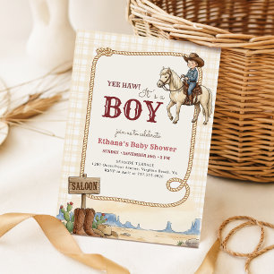 Vintage Western Desert Süße Cowboy-Baby-Party Einladung