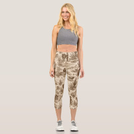 Vintage Western Desert Toile Nahtloses Muster Capri Leggings