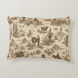 Vintage Western Desert Toile Nahtloses Muster Dekokissen
