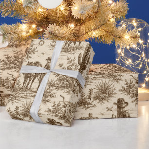 Vintage Western Desert Toile nahtloses Muster Geschenkpapier
