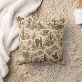 Vintage Western Desert Toile nahtloses Muster Kissen