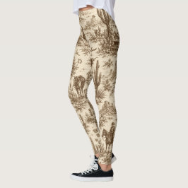 Vintage Western Desert Toile Nahtloses Muster Leggings