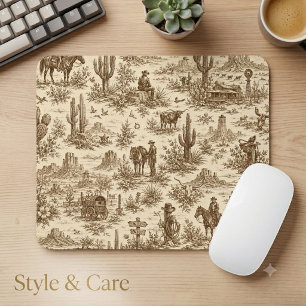 Vintage Western Desert Toile Nahtloses Muster Mousepad