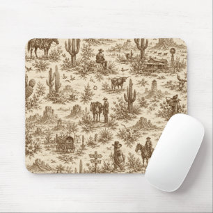 Vintage Western Desert Toile Nahtloses Muster Mousepad