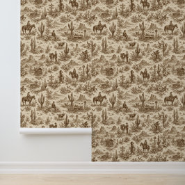 Vintage Western Desert Toile Nahtloses Muster Tapete
