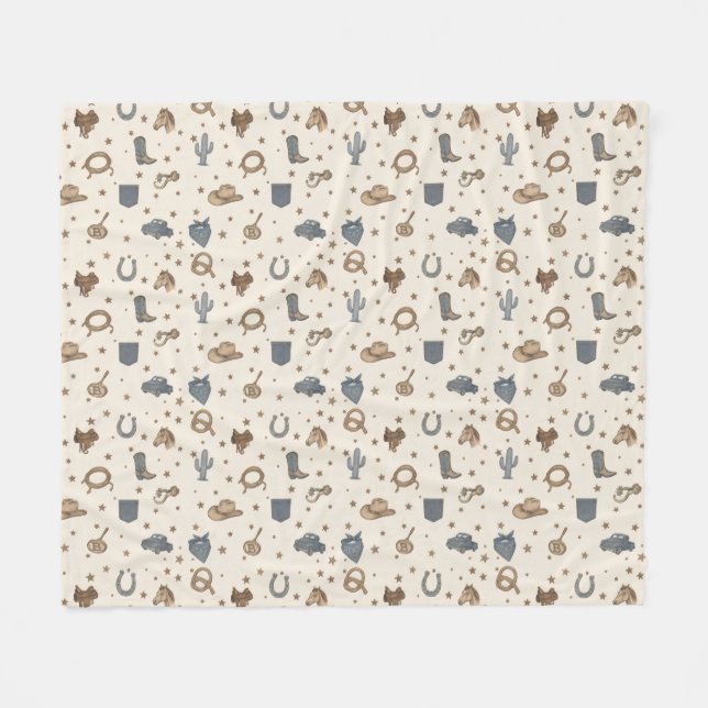 Vintage-Western-Icons-Muster Fleecedecke (Vorderseite (Horizontal))