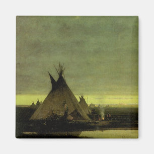 Vintage Western, Indian Camp at Dawn von Tavernier Magnet