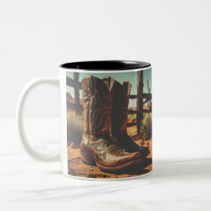 Vintage Western-Kaffeetasse Cowboystiefel Zweifarbige Tasse