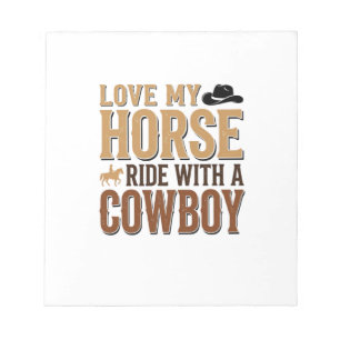 Vintage Western Pferd und Cowboy Zitat Shirt Desig Notizblock