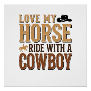 Vintage Western Pferd und Cowboy Zitat Shirt Desig Poster