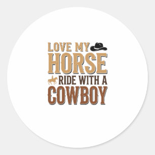 Vintage Western Pferd und Cowboy Zitat Shirt Desig Runder Aufkleber
