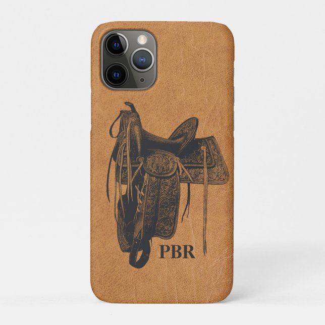 Vintage Western-Pferdesattel-Monogramm  Case-Mate iPhone Hülle (Rückseite)