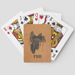 Vintage Western-Pferdesattel-Monogramm Spielkarten
