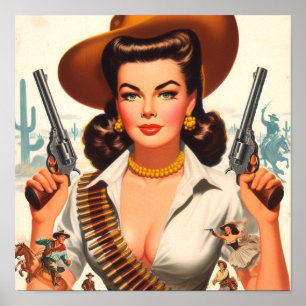 Vintage-Western-Pin-up Poster