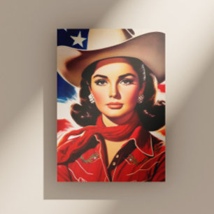 Vintage Western Pin-up Postkarte