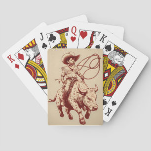 Vintage Western Ride Stolz Kleiner Cowboy Spielkarten