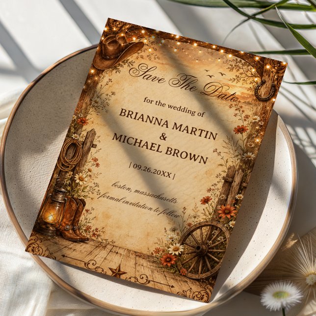 Vintage Western Rustikal Save The Date (Von Creator hochgeladen)