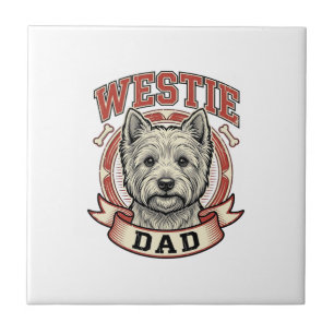 Vintage Westie Dad Hunde Liebhaber Shirt Design_1 Fliese