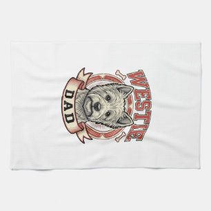 Vintage Westie Dad Hunde Liebhaber Shirt Design_1 Geschirrtuch