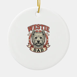 Vintage Westie Dad Hunde Liebhaber Shirt Design_1 Keramik Ornament