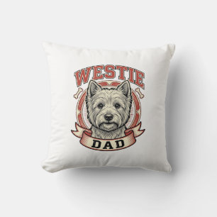 Vintage Westie Dad Hunde Liebhaber Shirt Design_1 Kissen