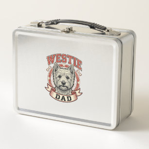 Vintage Westie Dad Hunde Liebhaber Shirt Design_1 Metall Brotdose