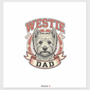 Vintage Westie Papa Hunde Liebhaber Shirt Design_1 Aufkleber