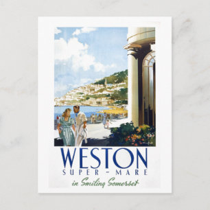 Vintage Weston-super-Mare Reiseplakat Postkarte