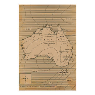 Vintage Wetterkarte Australiens Fotodruck