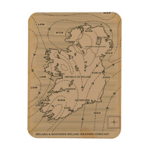 Vintage Wetterkarte für Irland und Nordirland Magnet