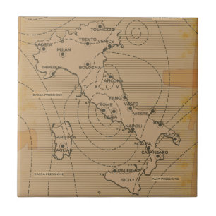 Vintage Wetterkarte Italiens, Siziliens und Sardin Fliese