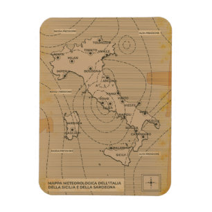 Vintage Wetterkarte Italiens, Siziliens und Sardin Magnet
