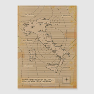 Vintage Wetterkarte Italiens, Siziliens und Sardin Magnetkarte