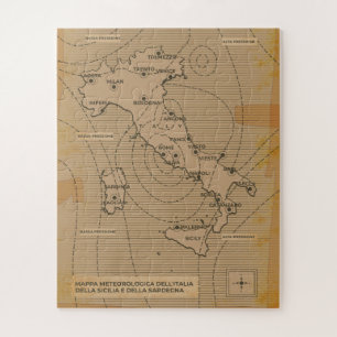 Vintage Wetterkarte Italiens, Siziliens und Sardin Puzzle