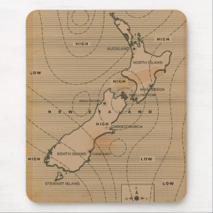 Vintage Wetterkarte Neuseelands Mousepad