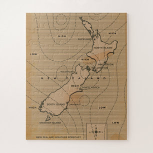 Vintage Wetterkarte Neuseelands Puzzle