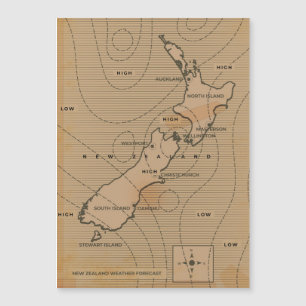 Vintage-Wetterkarte von Neuseeland Magnetkarte