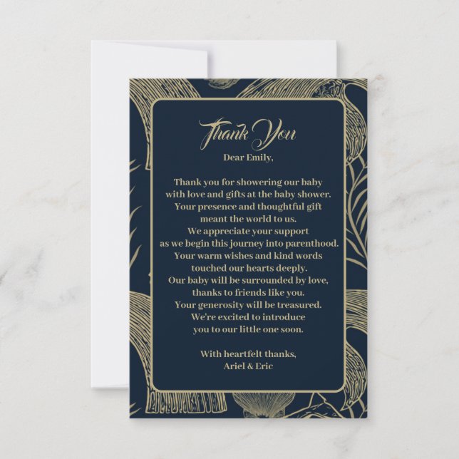 Vintage Whale Blue Baby Dusche Dankeskarte (Vorderseite)