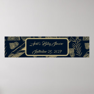 Vintage Whale Blue Baby Dusche Poster