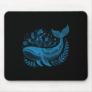 Vintage Whale Floral 90er Jahre Meeresbiologie Tie Mousepad