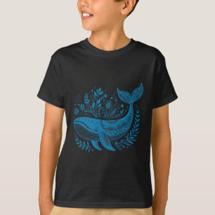 Vintage Whale Floral 90er Jahre Meeresbiologie Tie T-Shirt