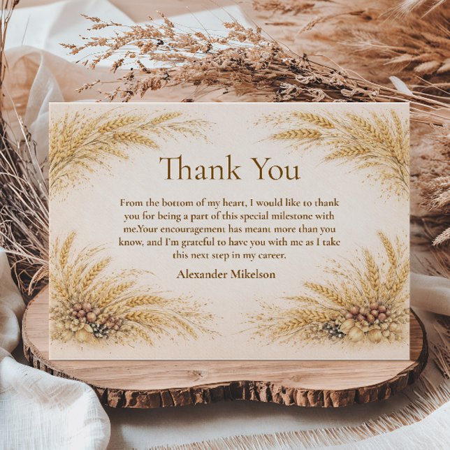 Vintage Wheat Field Graduation Party Dankeskarte (Von Creator hochgeladen)