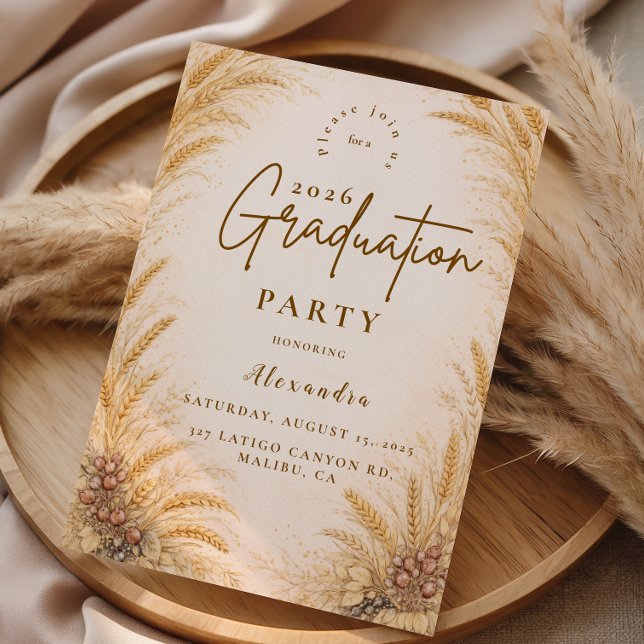 Vintage Wheat Field Graduation Party Einladung (Von Creator hochgeladen)