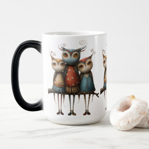 Vintage Whimsical Eulen – Retro Wald Freunde Verwandlungstasse