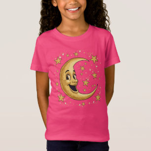 Vintage Whimsical Mann im Mond Golden Celesti T-Shirt