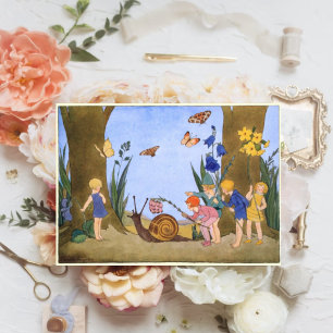 Vintage Whimsical Waldkinder Dankeskarte