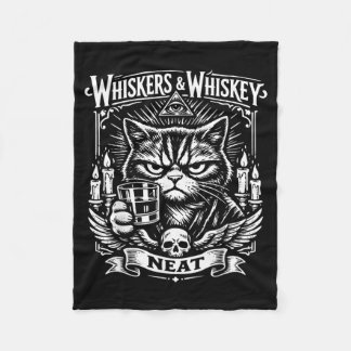 Vintage Whiskers und Whiskey pur Katzenliebhaber Fleecedecke