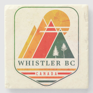 Vintage Whistler Kanada Skifahren Souvenir 1980er Steinuntersetzer